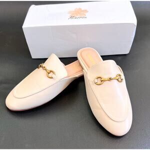 Minorsu Women's Beige Low Heel Buckle Mules - Size 9 - New in Box